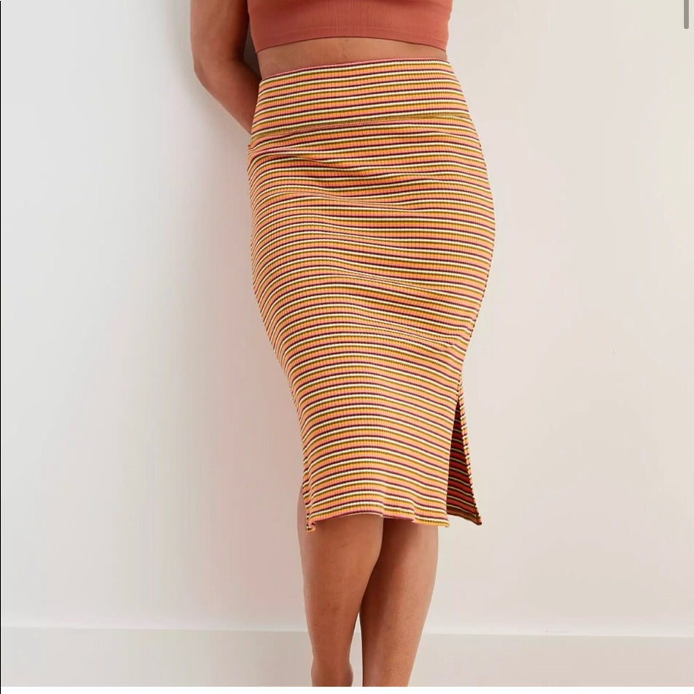 Aerie Ribbed Striped Midi skirt